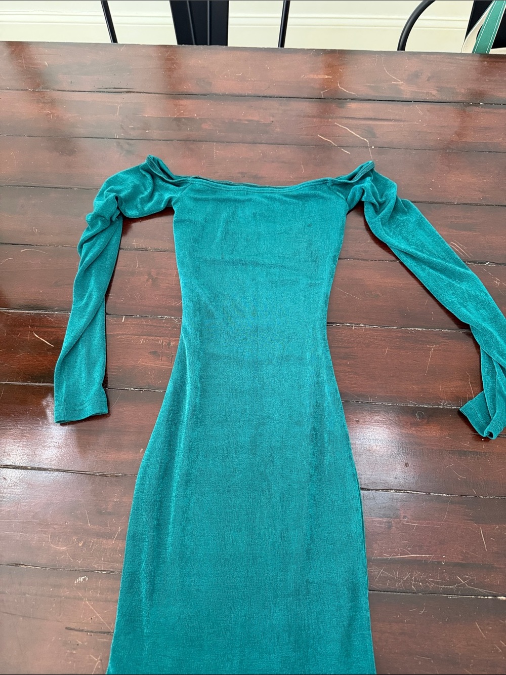 Princess Polly Teal Off-Shoulder Long Sleeve Bodycon Dress